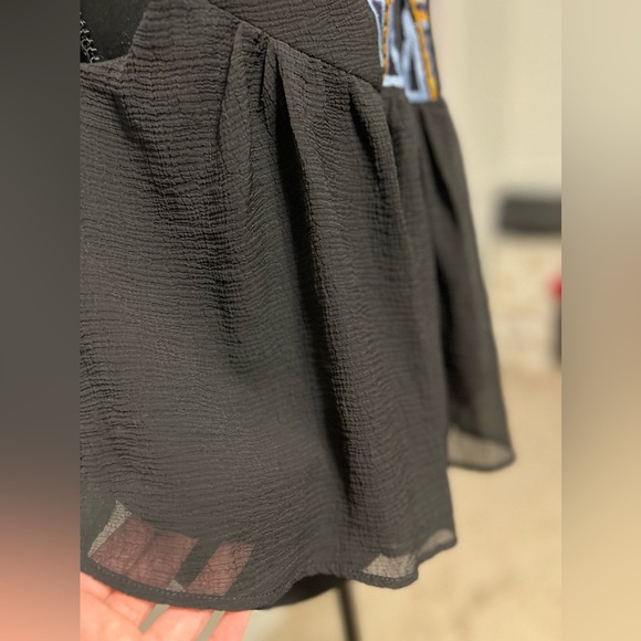 Zara embroidered‎ sleeveless top black and multicoloured size S - Picture 7 of 8